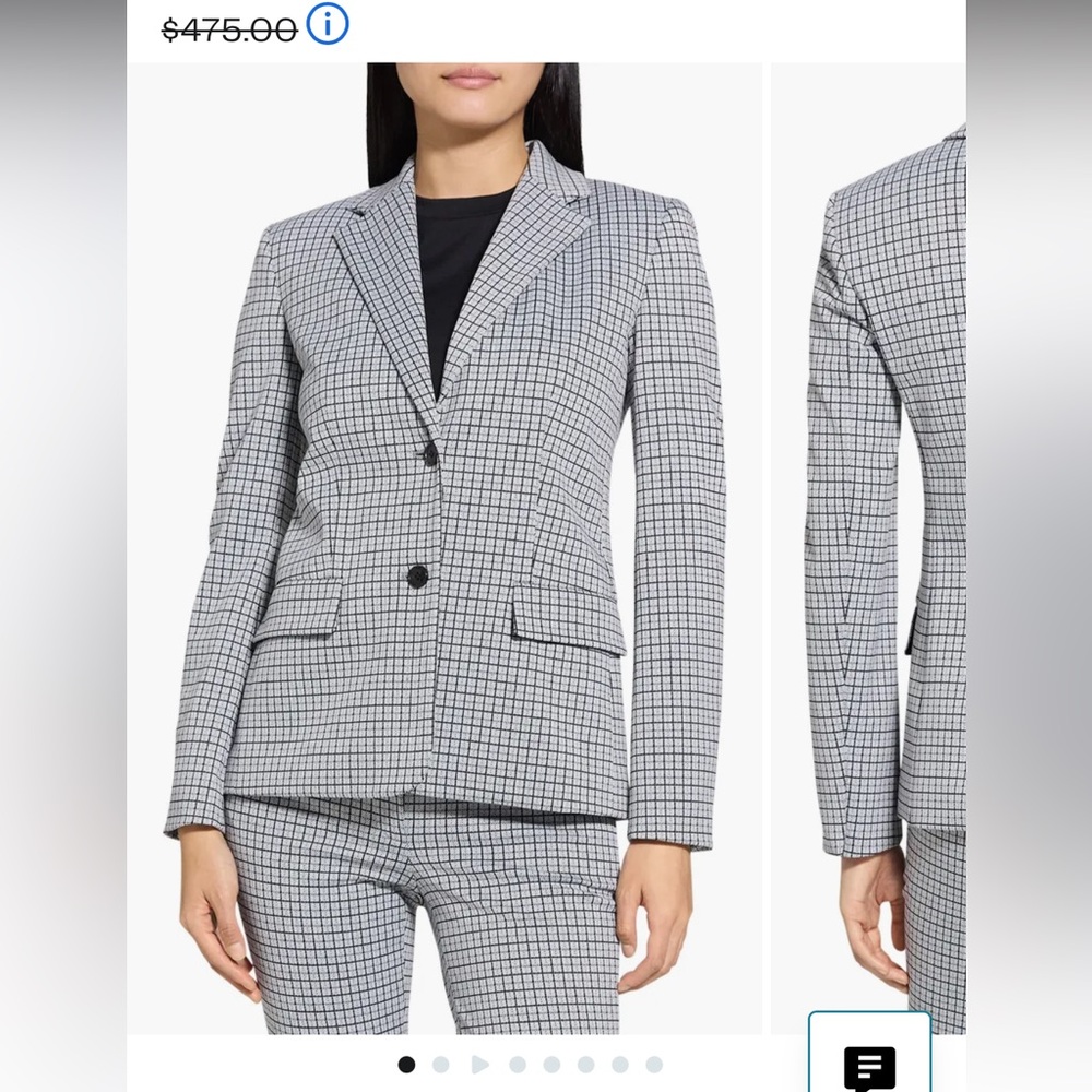 O Women's Theory Plaid 2 Button Blazer Jacket